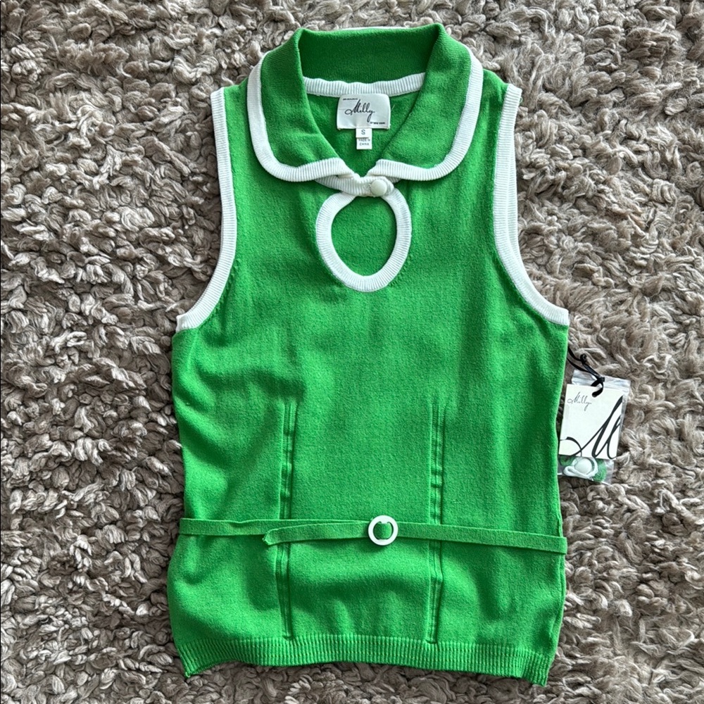Milly Green Sleeveless Knit Top